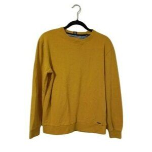 Denim & Flower Mens Mustard Yellow Crewneck Sweatshirt Size M Cotton Casual Wear
